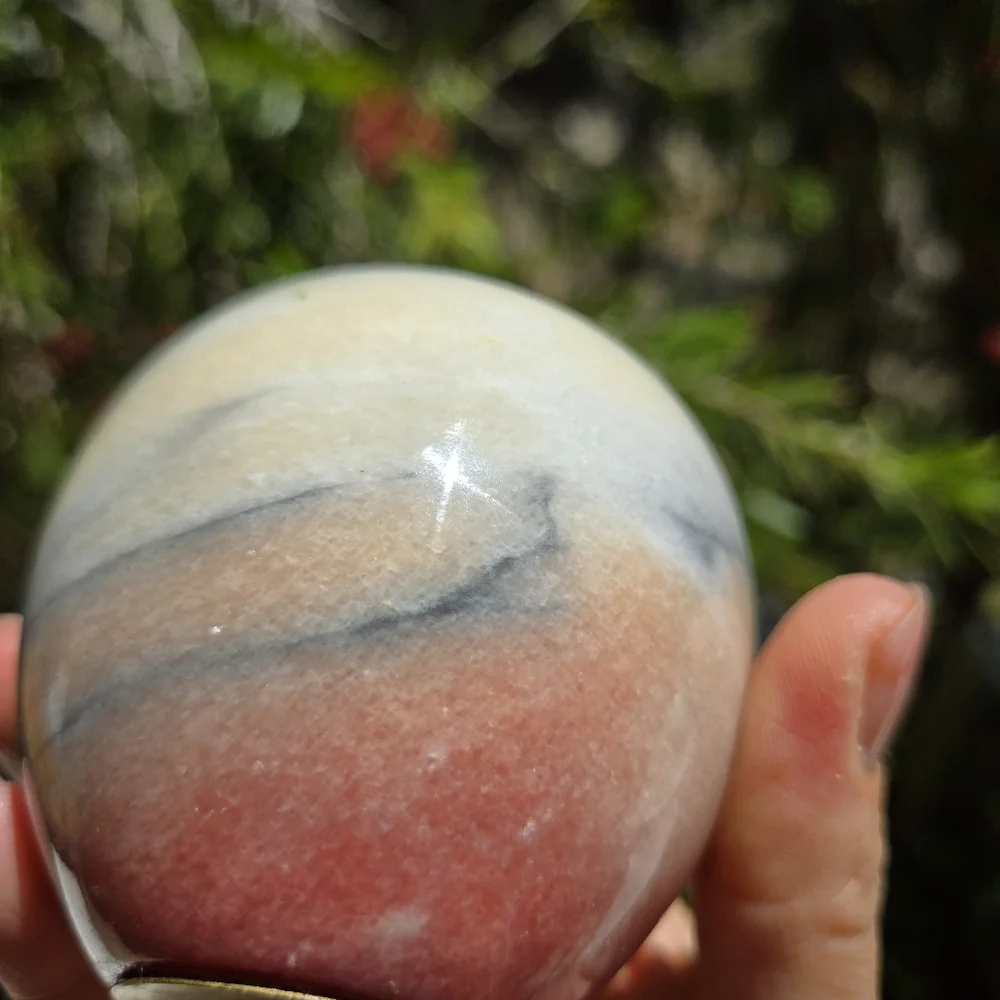 Vintage Carved Alabaster Stone Marble Apple‎ Fruit Paperweight Light Ivory Pink